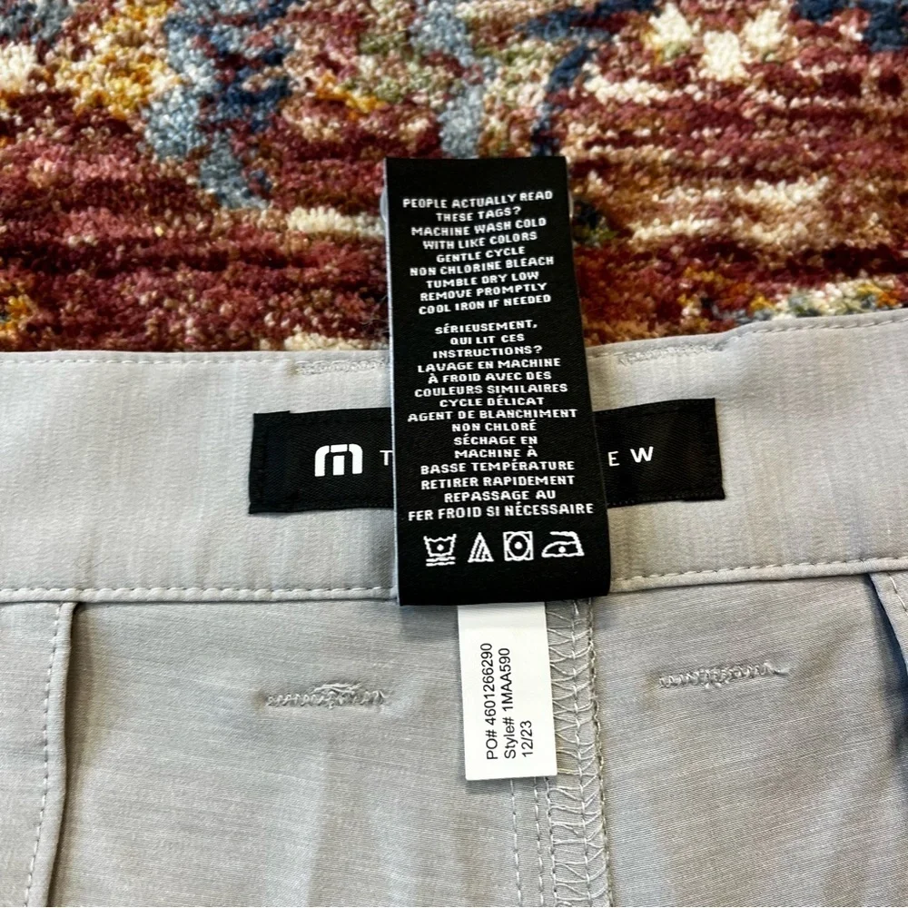 Travis Mathew Men's 40 Light Gray Golf Tech 8'' Inseam Performance Shorts